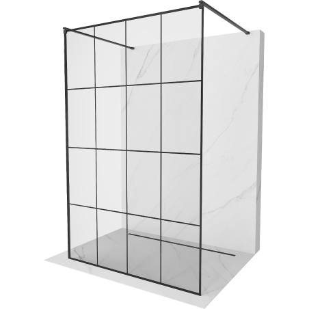 Mexen Kioto paroi de douche autoportante 130 x 200 cm, grille noire 8 mm, noir - 800-130-002-70-77