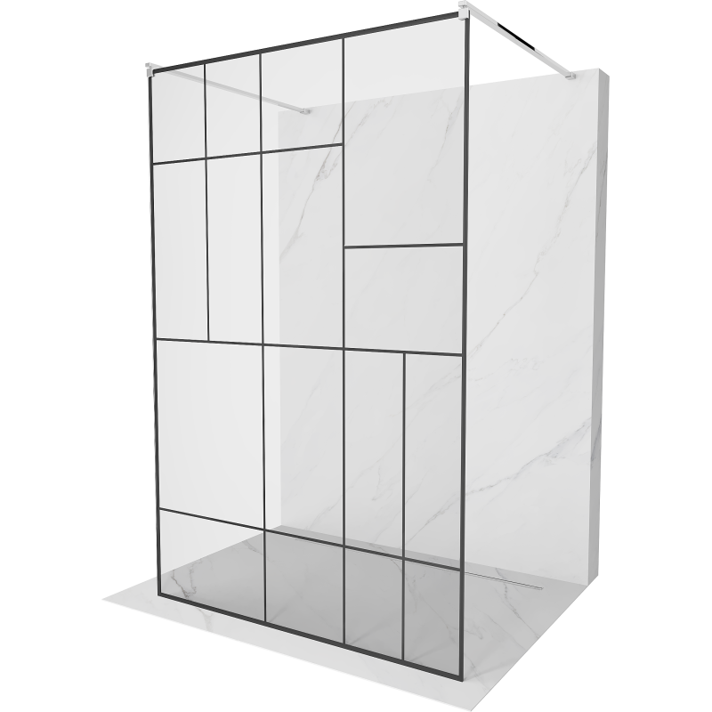 Mexen Kioto paroi de douche autoportante 110 x 200 cm, motif noir 8 mm, chrome - 800-110-002-01-78