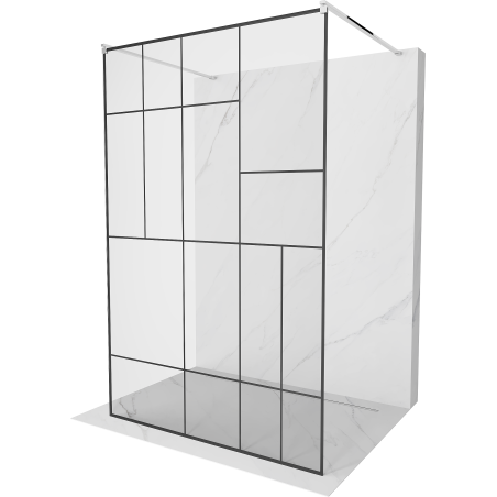 Mexen Kioto paroi de douche autoportante 110 x 200 cm, motif noir 8 mm, chrome - 800-110-002-01-78
