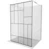 Mexen Kioto paroi de douche autoportante 100 x 200 cm, motif noir 8 mm, or - 800-100-002-50-78