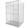 Mexen Kioto paroi de douche autoportante 130 x 200 cm, motif noir 8 mm, or - 800-130-002-50-78