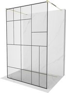 Mexen Kioto paroi de douche autoportante 130 x 200 cm, motif noir 8 mm, dorée - 800-130-002-50-78