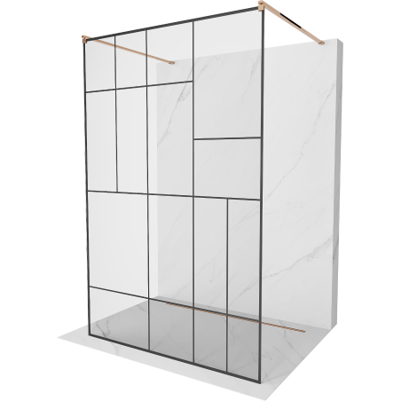 Mexen Kioto paroi de douche autoportante 110 x 200 cm, motif noir 8 mm, or rose - 800-110-002-60-78