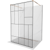 Mexen Kioto paroi de douche autoportante 110 x 200 cm, motif noir 8 mm, or rose - 800-110-002-60-78