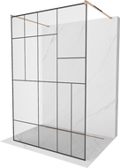 Mexen Kioto paroi de douche autoportante 110 x 200 cm, motif noir 8 mm, or rose - 800-110-002-60-78