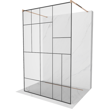 Mexen Kioto paroi de douche autoportante 140 x 200 cm, motif noir 8 mm, or rose - 800-140-002-60-78