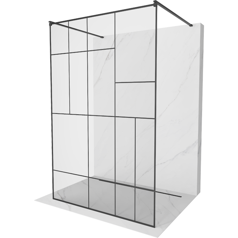 Mexen Kioto paroi de douche autoportante 120 x 200 cm, motif noir 8 mm, noir - 800-120-002-70-78