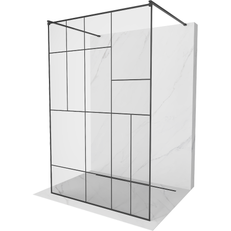 Mexen Kioto paroi de douche autoportante 120 x 200 cm, motif noir 8 mm, noir - 800-120-002-70-78