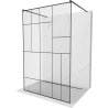 Mexen Kioto paroi de douche autoportante 130 x 200 cm, motif noir 8 mm, noire - 800-130-002-70-78