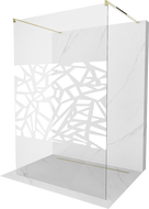 Mexen Kioto paroi de douche autoportante 100 x 200 cm, transparent/Design blanc 8 mm, Or - 800-100-002-50-85