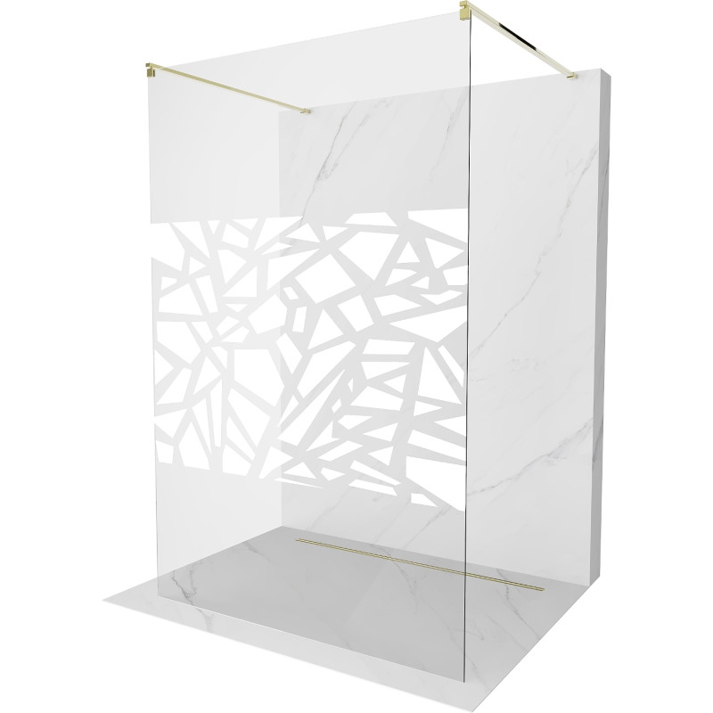 Mexen Kioto paroi de douche autoportante 120 x 200 cm, motif blanc 8 mm, dorée - 800-120-002-50-85