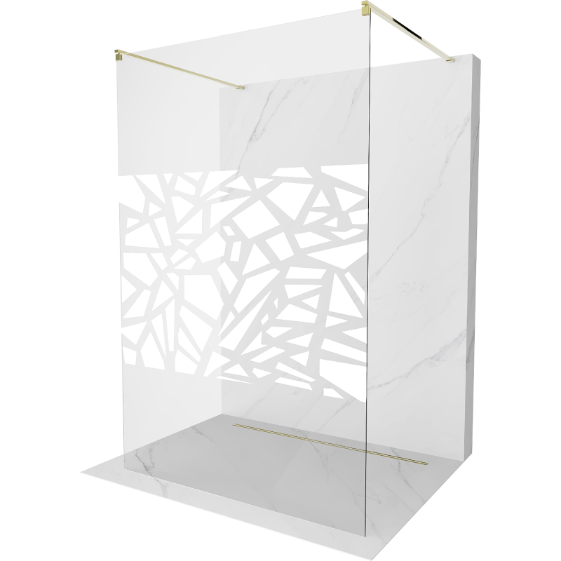 Mexen Kioto paroi de douche autoportante 130 x 200 cm, transparent/Design blanc 8 mm, Or - 800-130-002-50-85