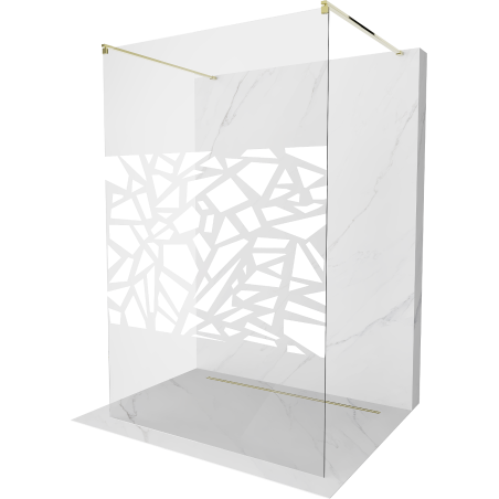 Mexen Kioto paroi de douche autoportante 130 x 200 cm, transparent/Design blanc 8 mm, Or - 800-130-002-50-85