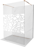 Mexen Kioto paroi de douche autoportante 100 x 200 cm, transparent/Design blanc 8 mm, Or rose - 800-100-002-60-85