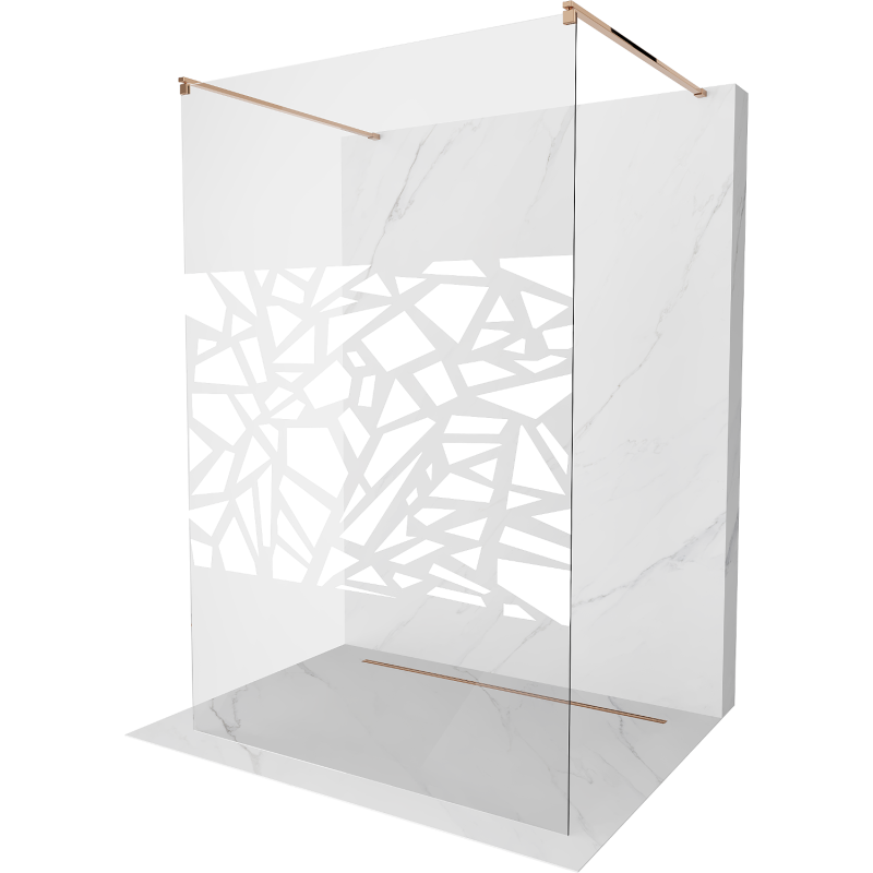 Mexen Kioto paroi de douche autoportante 110 x 200 cm, motif blanc 8 mm, or rose - 800-110-002-60-85