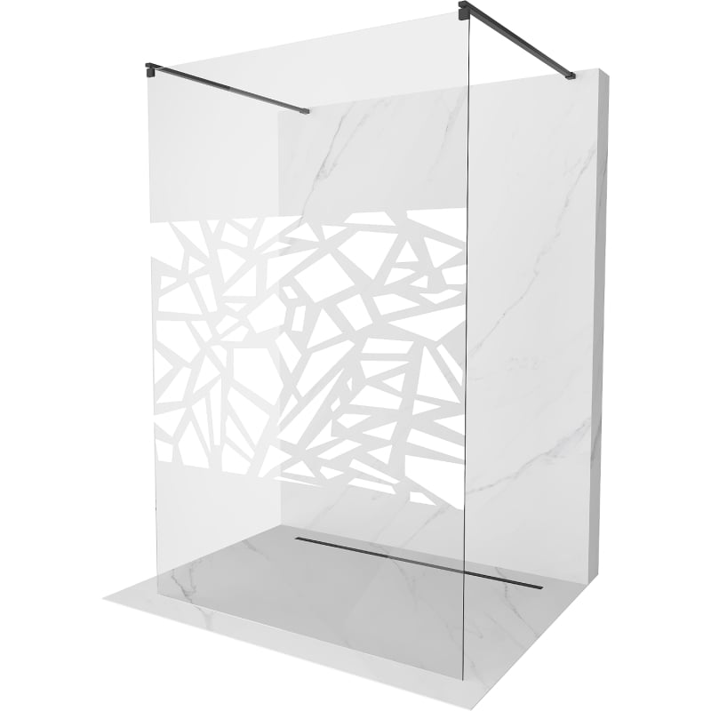 Mexen Kioto paroi de douche autoportante 100 x 200 cm, motif blanc 8 mm, noire - 800-100-002-70-85