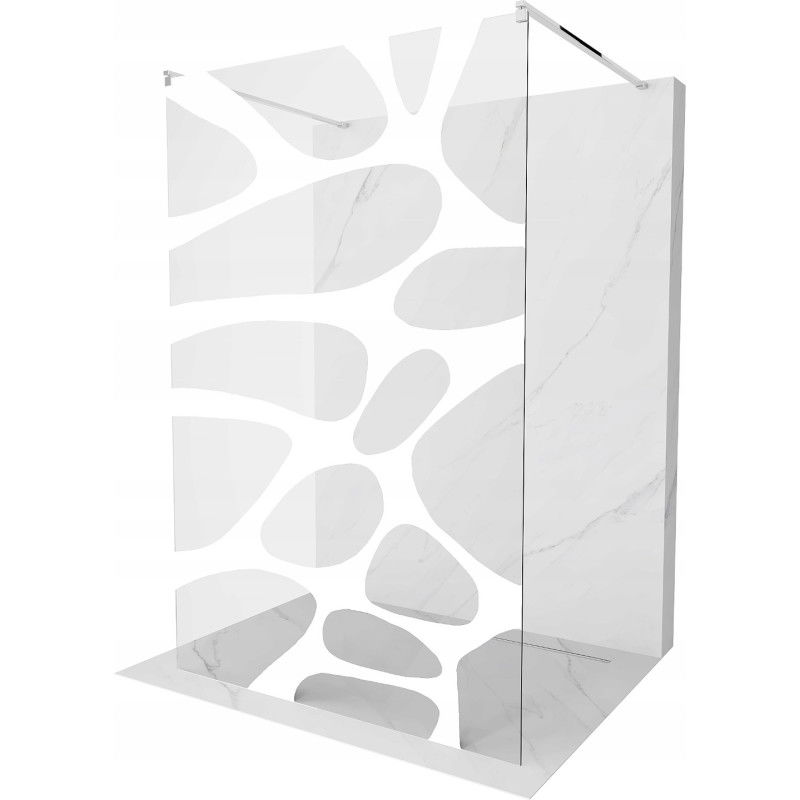 Mexen Kioto paroi de douche autoportante 100 x 200 cm, transparent/Design blanc 8 mm, Chrome - 800-100-002-01-97