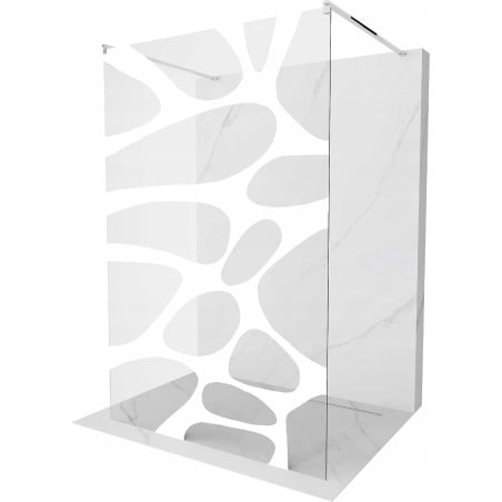Mexen Kioto paroi de douche autoportante 120 x 200 cm, vague blanche 8 mm, chromé - 800-120-002-01-97