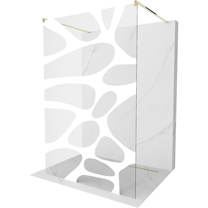 Mexen Kioto paroi de douche autoportante 100 x 200 cm, transparent/Design blanc 8 mm, Or - 800-100-002-50-97