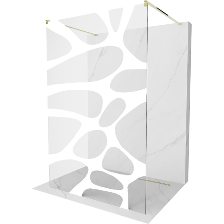 Mexen Kioto paroi de douche autoportante 120 x 200 cm, vague blanche 8 mm, dorée - 800-120-002-50-97