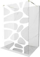 Mexen Kioto paroi de douche autoportante 140 x 200 cm, transparent/Design blanc 8 mm, Or - 800-140-002-50-97