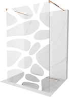 Mexen Kioto Paroi de douche autoportante 140 x 200 cm, vague blanche 8 mm, or rose - 800-140-002-60-97