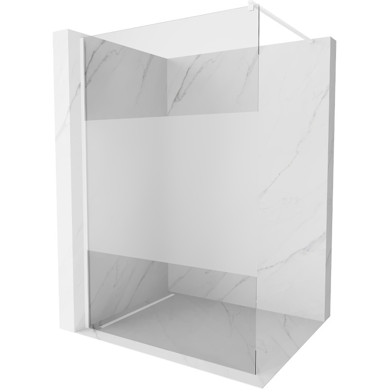 Mexen Kioto paroi de douche Walk-in 80 x 200 cm, transparent/satiné 8 mm, blanc - 800-080-101-20-35
