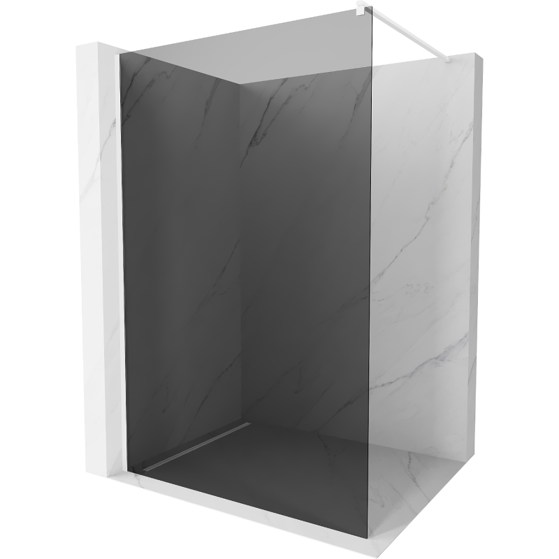 Mexen Kioto paroi de douche Walk-in 70 x 200 cm, graphite 8 mm, blanche - 800-070-101-20-40
