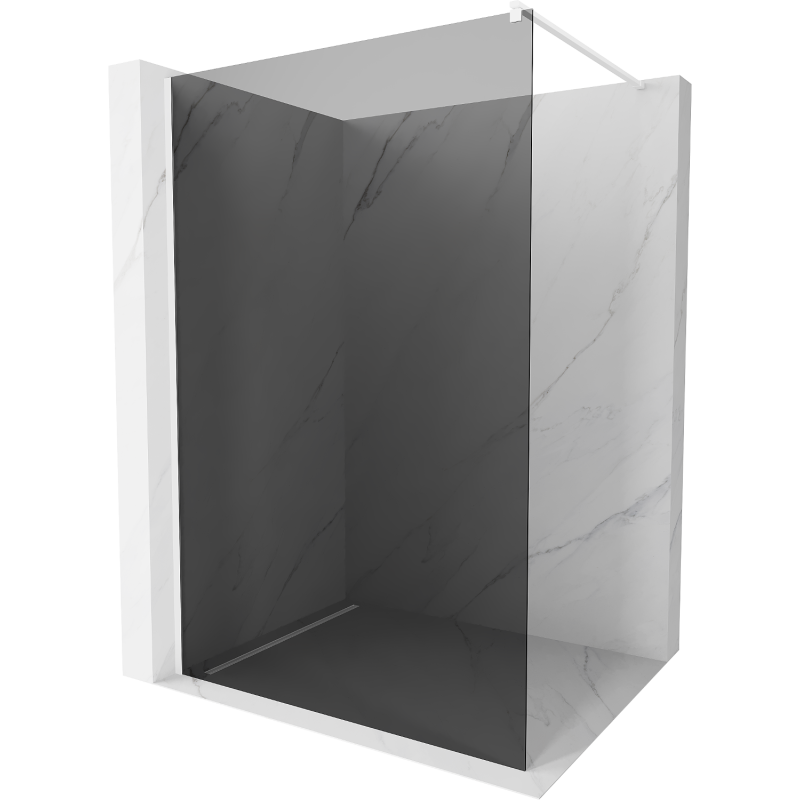 Mexen Kioto paroi de douche Walk-in 120 x 200 cm, graphite 8 mm, blanc - 800-120-101-20-40