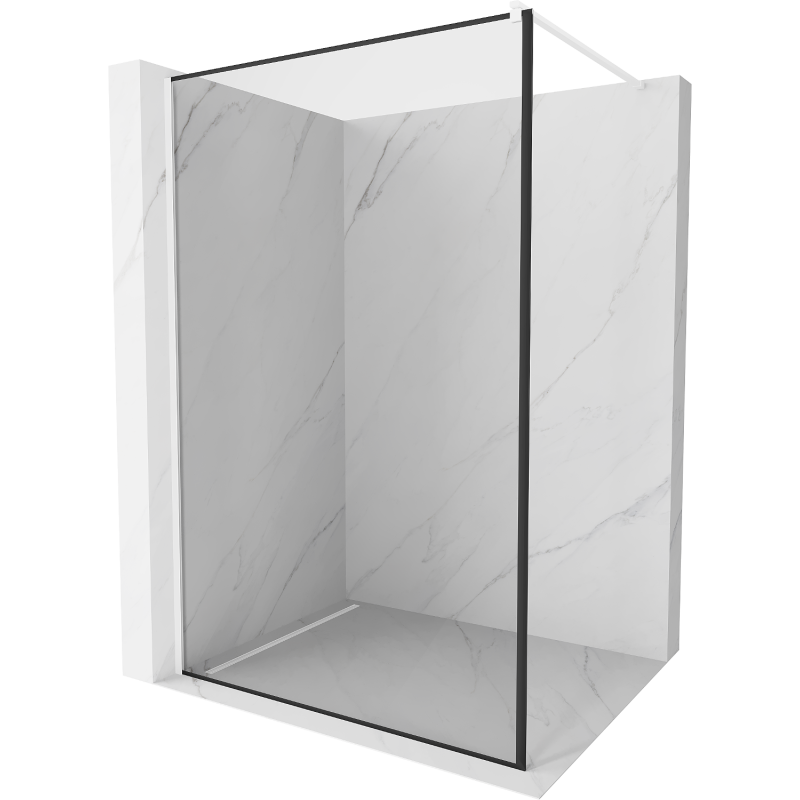 Mexen Kioto paroi de douche Walk-in 90 x 200 cm, cadre noir 8 mm, blanc - 800-090-101-20-70