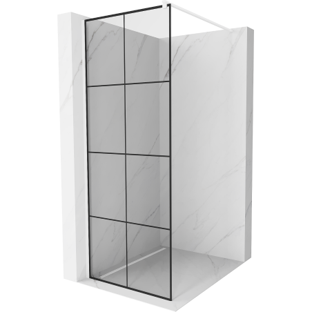 Mexen Kioto paroi de douche Walk-in 70 x 200 cm, grille noire 8 mm, blanc - 800-070-101-20-77