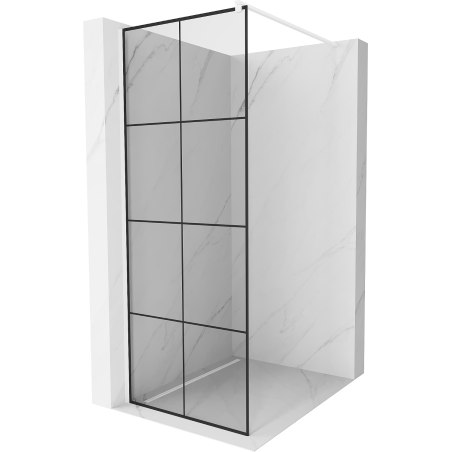 Mexen Kioto paroi de douche Walk-in 80 x 200 cm, grille noire 8 mm, blanche - 800-080-101-20-77