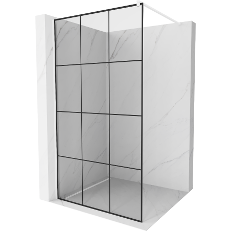 Mexen Kioto paroi de douche Walk-in 110 x 200 cm, grille noire 8 mm, blanc - 800-110-101-20-77