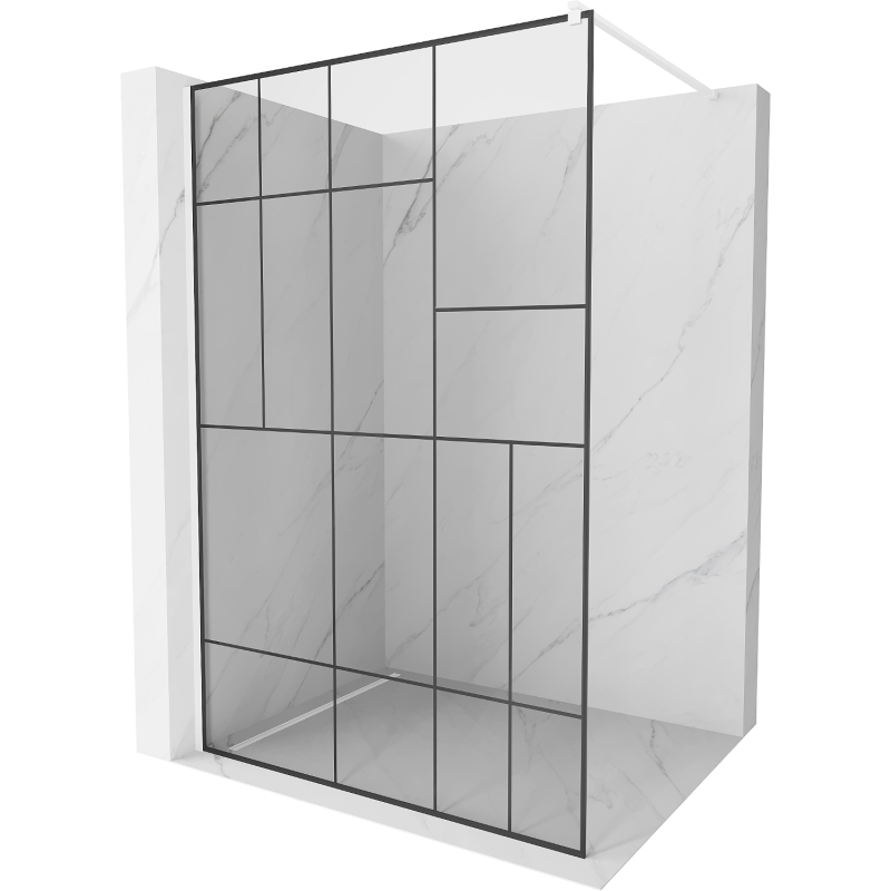 Mexen Kioto paroi de douche Walk-in 70 x 200 cm, motif noir 8 mm, blanc - 800-070-101-20-78