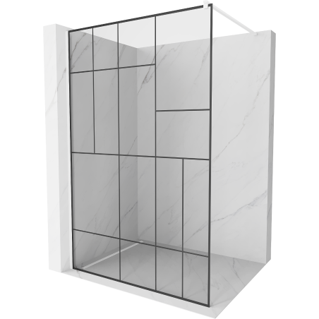 Mexen Kioto paroi de douche Walk-in 70 x 200 cm, motif noir 8 mm, blanc - 800-070-101-20-78