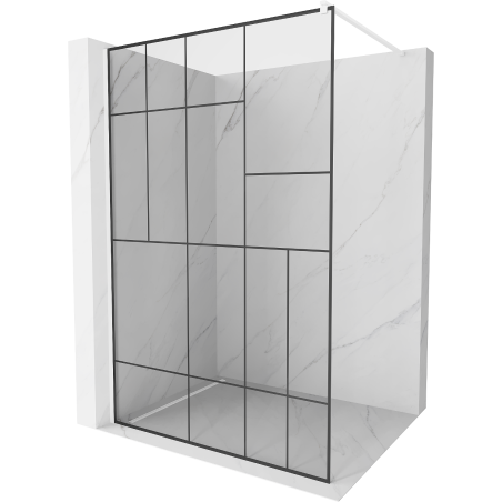 Kioto paroi de douche 110 x 200 cm, transparent/Design noir 8 mm, Blanc - 800-110-101-20-78