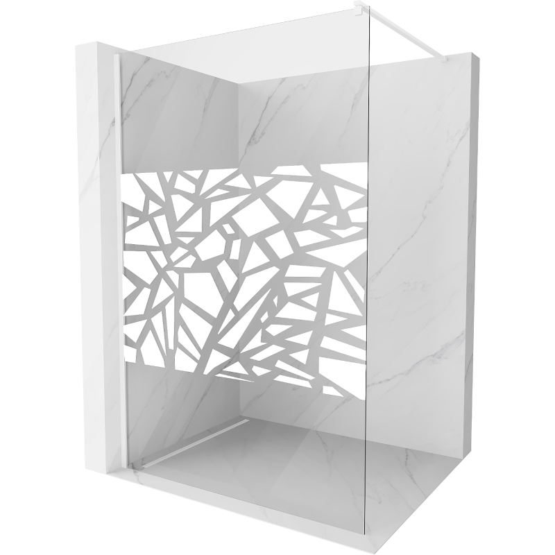 Mexen Kioto paroi de douche 100 x 200 cm, transparent/Design blanc 8 mm, Blanc - 800-100-101-20-85