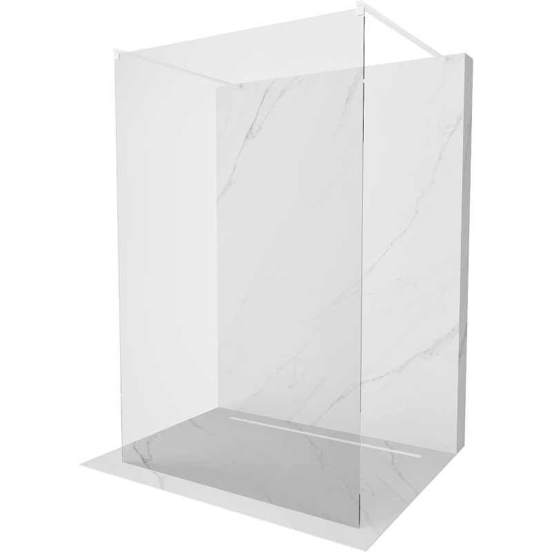 Mexen Kioto paroi de douche autoportante 160 x 200 cm, transparente 8 mm, blanche - 800-160-002-20-00