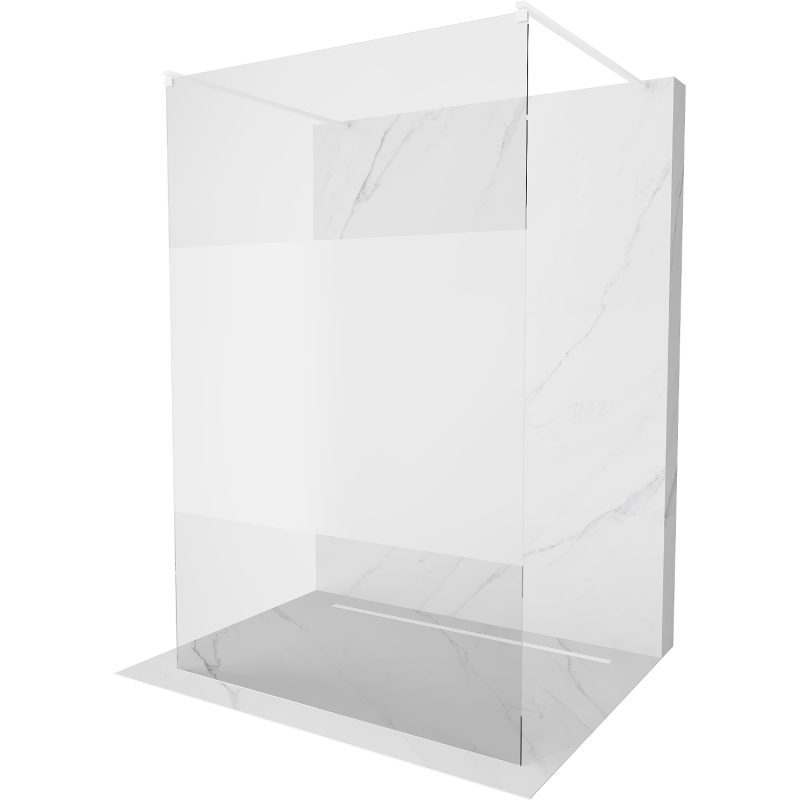 Mexen Kioto paroi de douche autoportante 120 x 200 cm, transparent/givre 8 mm, blanc - 800-120-002-20-35