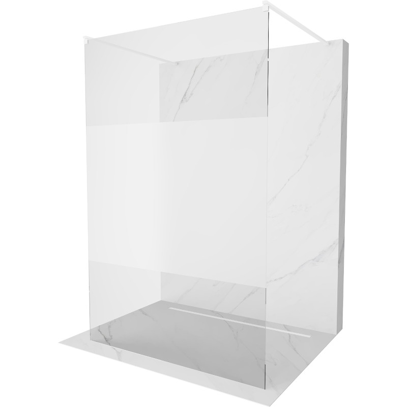 Mexen Kioto paroi de douche autoportante 120 x 200 cm, transparent/givre 8 mm, blanche - 800-120-002-20-35