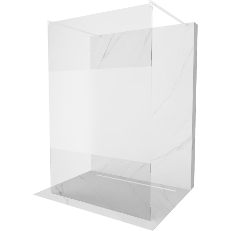 Mexen Kioto paroi de douche autonome 100 x 200 cm, transparent/givré 8 mm, blanche - 800-100-002-20-35