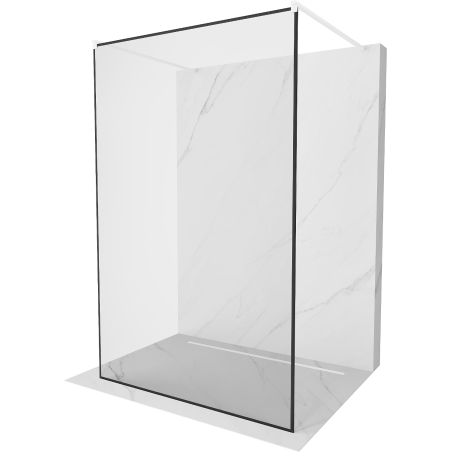 Mexen Kioto paroi de douche autoportante 130 x 200 cm, cadre noir 8 mm, blanc - 800-130-002-20-70