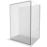 Mexen Kioto paroi de douche autoportante 130 x 200 cm, cadre noir 8 mm, blanc - 800-130-002-20-70