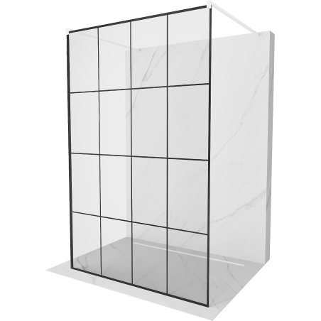 Mexen Kioto paroi de douche autoportante 140 x 200 cm, grille noire 8 mm, blanc - 800-140-002-20-77