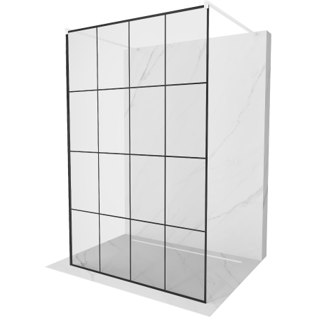 Mexen Kioto paroi de douche autoportante 140 x 200 cm, transparent/Design noir 8 mm, Blanc - 800-140-002-20-77