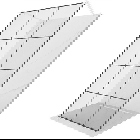 Mexen Kioto paroi de douche autoportante 100 x 200 cm, grille noire 8 mm, blanc - 800-100-002-20-77