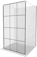 Mexen Kioto paroi de douche autoportante 100 x 200 cm, transparent/Design noir 8 mm, Blanc - 800-100-002-20-77