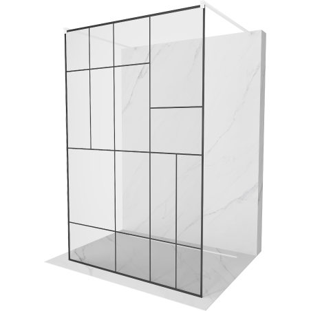 Mexen Kioto paroi de douche autoportante 130 x 200 cm, motif noir 8 mm, blanc - 800-130-002-20-78