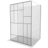 Mexen Kioto paroi de douche autoportante 130 x 200 cm, motif noir 8 mm, blanc - 800-130-002-20-78