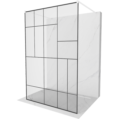 Mexen Kioto paroi de douche autoportante 140 x 200 cm, motif noir 8 mm, blanc - 800-140-002-20-78